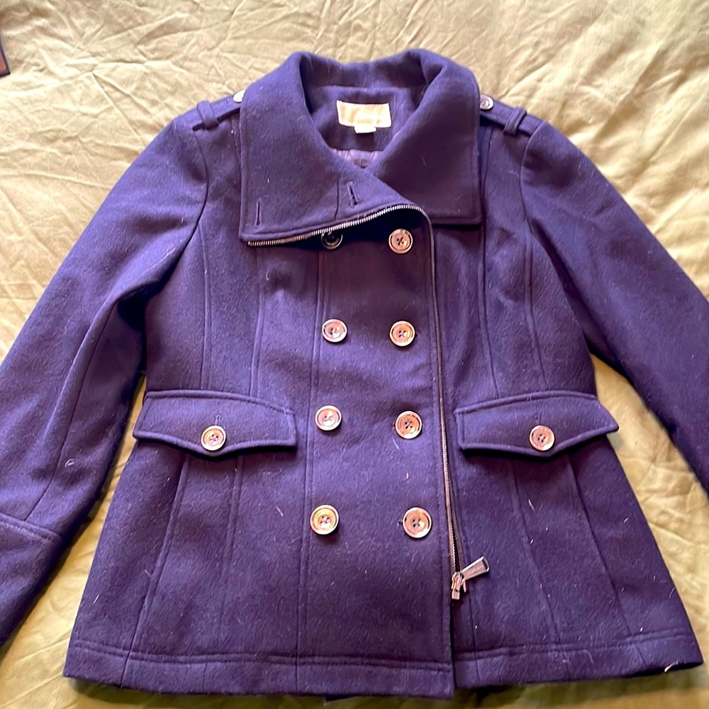 gorgeous navy military inspired Michael Kors peacoat